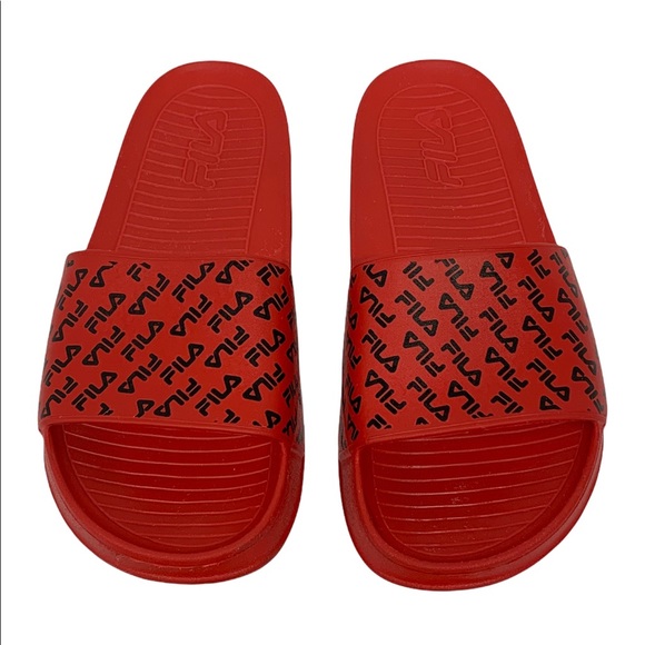 Fila Red With Black Logo Slides Men’s Size M 12 - Picture 5 of 8